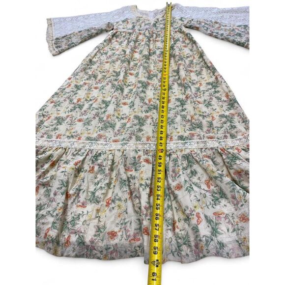 Whimsigoth Cottagecore Feminine Boho Festival Maxi Dress Lace Bell Sleeves - Picture 13 of 14